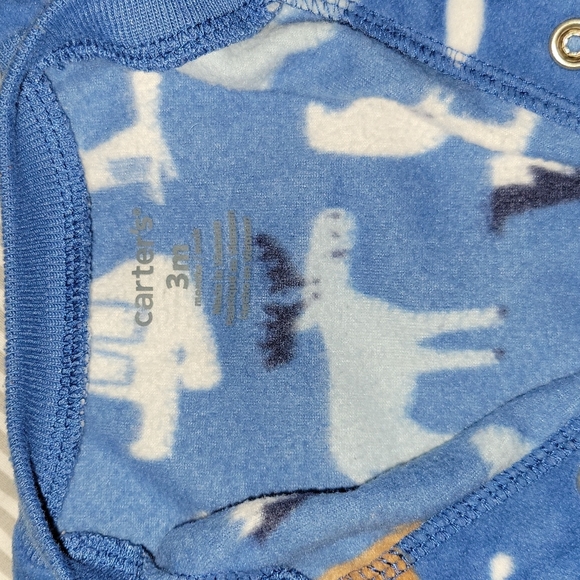 5/$25 Carter's Artic Animal Fleece Footie pajama Size 3M - Picture 3 of 7